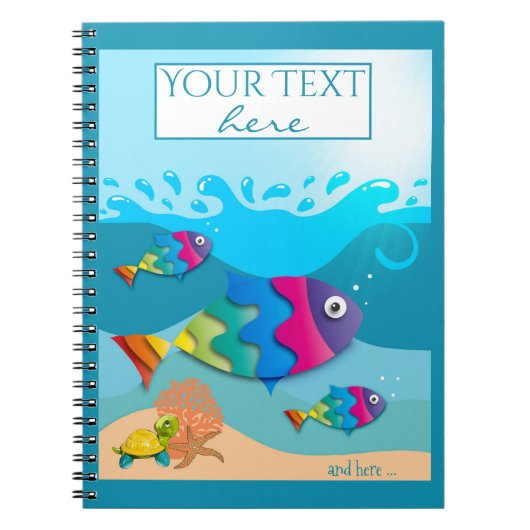 Kleurrijk Notitieboek van de Cute Fishing Ocean (Voorkant)