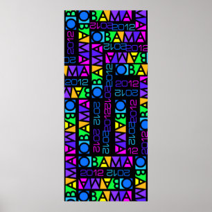 Kleurrijk OBAMA 2012-poster, 14 x 32 inch Poster