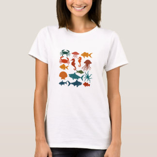 Kleurrijk Ocean Life T-shirt ontwerp