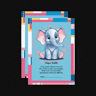 Kleurrijk Oerwoud Blue Elephant Baby shower Informatiekaartje