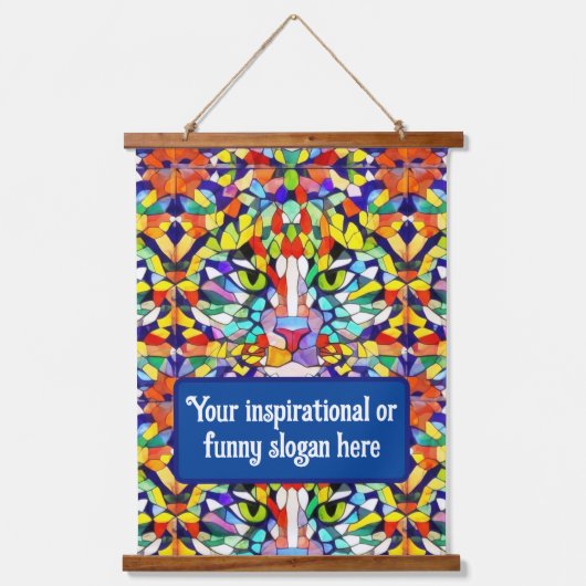 Kleurrijk Oerwoud Kat met eigen inspirerende / vun Hangend Wandkleed (Voorkant)