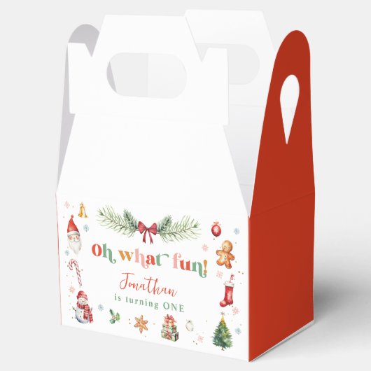 Kleurrijk Oh Wat Leuk 1e Kerstmis Verjaardagsfeest Bedankdoosjes (Geopend)