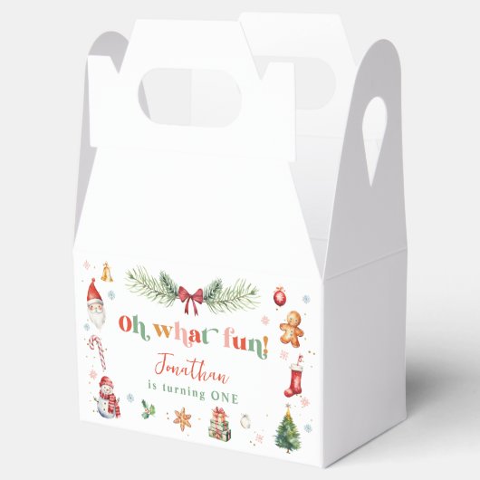 Kleurrijk Oh Wat Leuk 1e Kerstmis Verjaardagsfeest Bedankdoosjes (Geopend)
