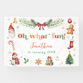 Kleurrijk Oh Wat Leuk 1e Kerstmis Verjaardagsfeest Spandoek