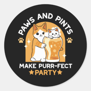 Kleurrijk Oktoberfest Kattenfeest - Pootjes en Pin Ronde Sticker