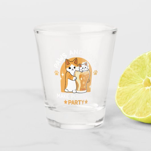 Kleurrijk Oktoberfest Kattenfeest - Pootjes en Pin Shot Glas (Voorkant)