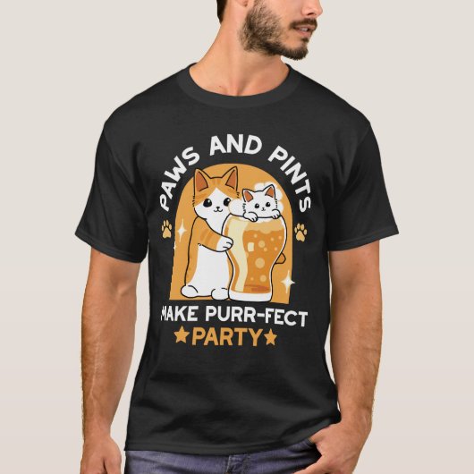 Kleurrijk Oktoberfest Kattenfeest - Pootjes en Pin T-shirt (Voorkant)