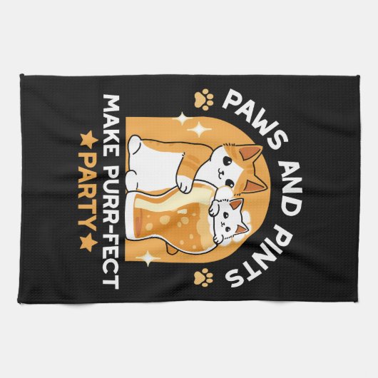 Kleurrijk Oktoberfest Kattenfeest - Pootjes en Pin Theedoek (Horizontaal)