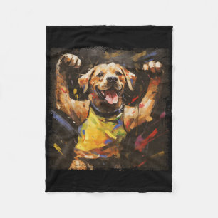 Kleurrijk olieverfschilderij van een kickbokshond fleece deken