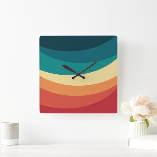 Kleurrijk ontwerp met retro-stijl vierkante klok (Huis)