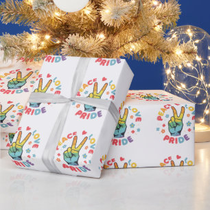 Kleurrijk ontwerp met vrede, liefde en trots hand cadeaupapier