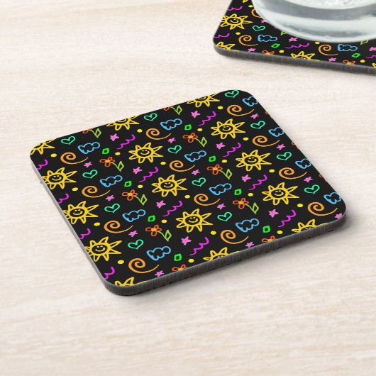 Kleurrijk ontwerp van achtergrond voor kinderen bier onderzetter (Linkerzijde)