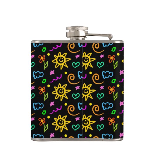 Kleurrijk ontwerp van achtergrond voor kinderen heupfles (Achterkant)