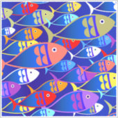 Kleurrijk ontwerp van de viskunst sticker (Voorkant)