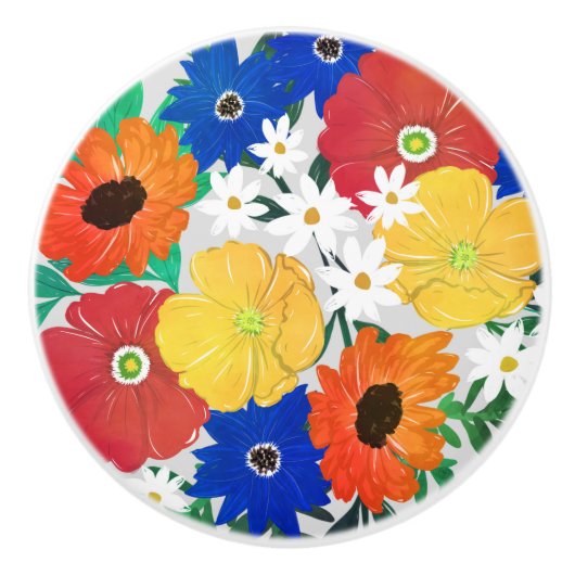 Kleurrijk ontwerp van Floral Hand Paint Girly Keramische Knop (Voorkant)