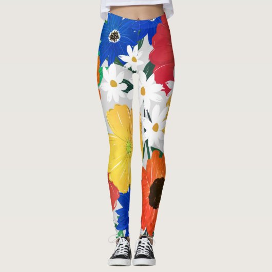 Kleurrijk ontwerp van Floral Hand Paint Girly Leggings (Voorkant)
