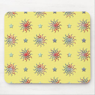 Kleurrijk ontwerp van zon en sterren muismat