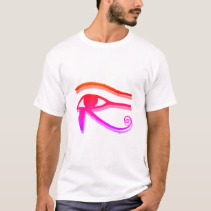 Kleurrijk oog van Horus Egyptisch symbool inkt tek T-shirt
