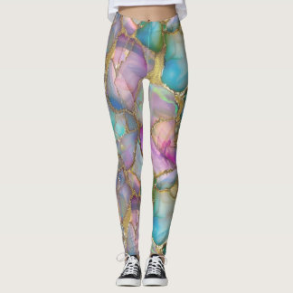 Kleurrijk opaal en vloeibaar goud leggings