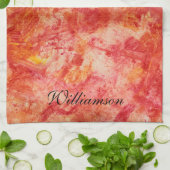 Kleurrijk Oranje Abstract schilderen  Theedoek (Gevouwen)