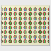 Kleurrijk Ornament Kerst Cadeaupapier (Vlak)