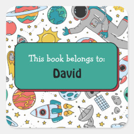 Kleurrijk Outer Space-patroon voor kinderen Persoo Vierkante Sticker