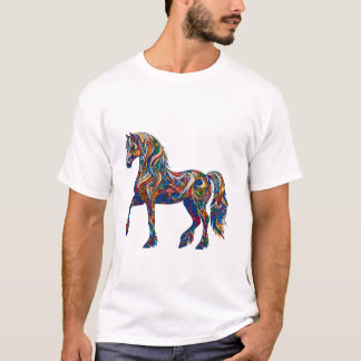 Kleurrijk paard met patroon elegante print lange m t-shirt