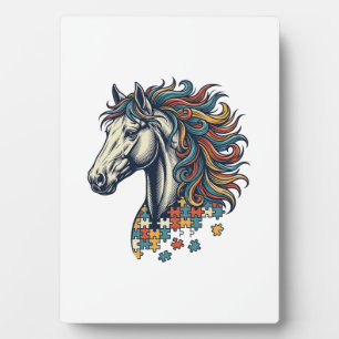 Kleurrijk Paard Puzzelstuk Vintage Gravure T-Shirt Fotoplaat