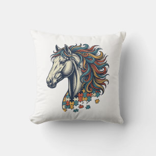 Kleurrijk Paard Puzzelstuk Vintage Gravure T-Shirt Kussen