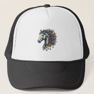 Kleurrijk Paard Puzzelstuk Vintage Gravure T-Shirt Trucker Pet