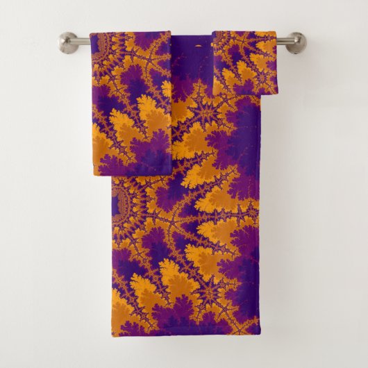 Kleurrijk Paars en Oranje fractal Bad Handdoek (Insitu)
