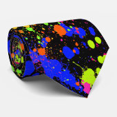 Kleurrijk Paars Groen Nep Neon Paintball Stropdas (Opgerold)