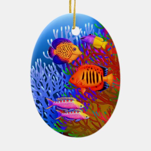 Kleurrijk Pacifisch rif vissierlijk Keramisch Ornament (Achterkant)