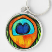 Kleurrijk pacock Firebird Feather Painting Sleutelhanger (Voorkant)