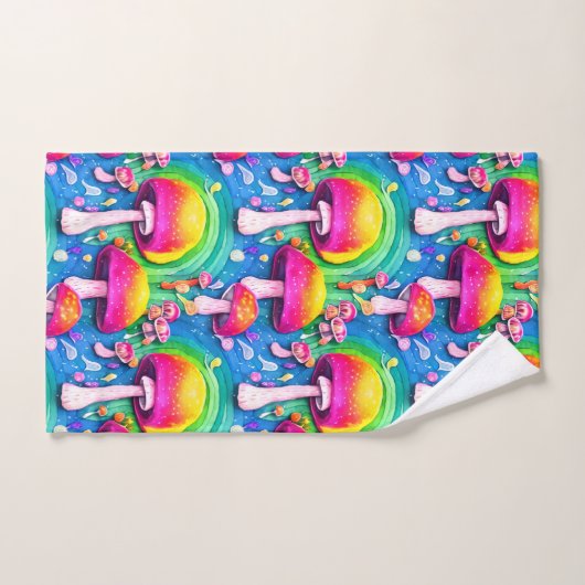 Kleurrijk paddenstoel naadloos patroon bad handdoek (Handdoek)