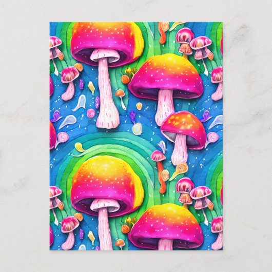 Kleurrijk paddenstoel naadloos patroon briefkaart (Voorkant)