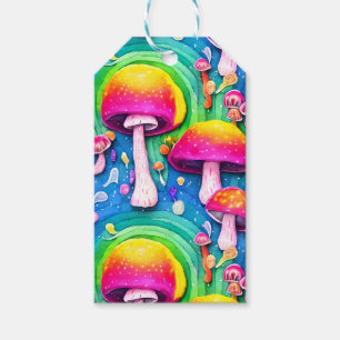 Kleurrijk paddenstoel naadloos patroon cadeaulabel
