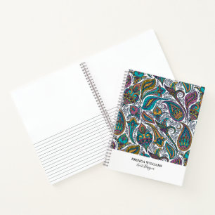 Kleurrijk paisley etnisch patroon notitieboek