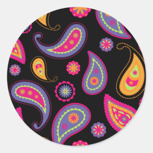 Kleurrijk Paisley naadloos patroon Ronde Sticker
