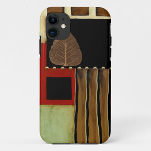 Kleurrijk paneelschilderij met bruine blad iPhone 11 hoesje