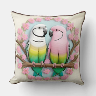 Kleurrijk Papegaaien Paar Cadeau Design Vrouwelijk Kussen
