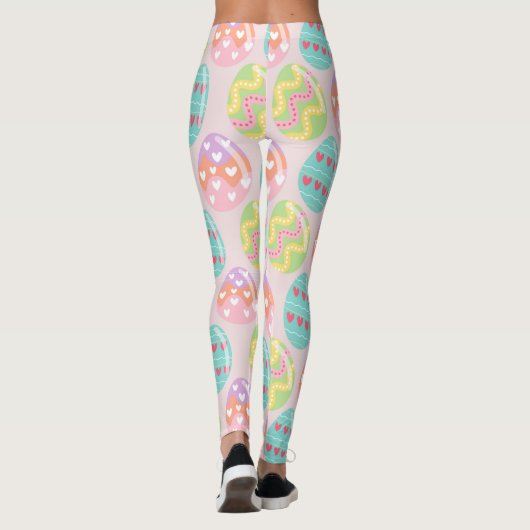 Kleurrijk pasteeleierpatroon leggings (Achterkant)