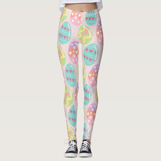 Kleurrijk pasteeleierpatroon leggings (Voorkant)