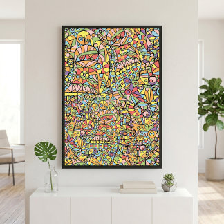 Kleurrijk Pastel Abstract Geometrisch Doodlepatroo Poster