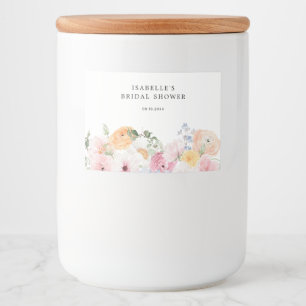 Kleurrijk Pastel Bloemig Voedselcontainer Etiket