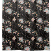 Kleurrijk Pastel Bloemmotief Vlinders Batic patro Douchegordijn (Voorkant)