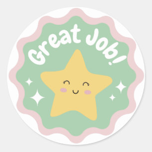 Kleurrijk Pastel Cute Goed Werk Voor Kinderen Ronde Sticker