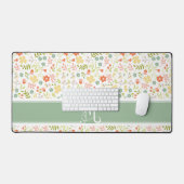 Kleurrijk pastel gestileerd bloempatroon monogram bureaumat (Keyboard & Muis)