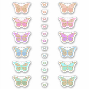 Kleurrijk pastel Glitter Butterflies Sticker
