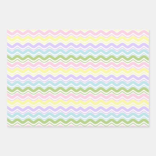Kleurrijk Pastel Golvende Lijnen Zigzag Vierkant P Inpakpapier Vel (Voorkant)